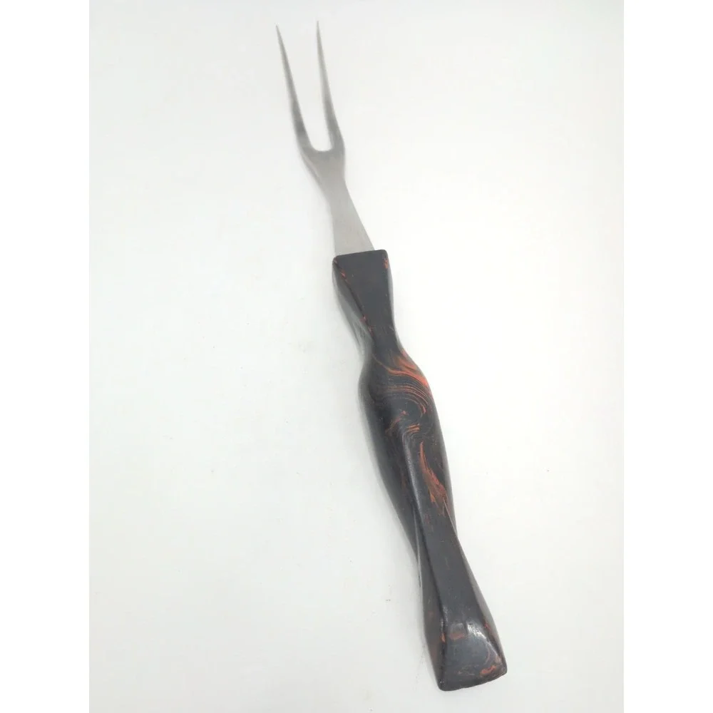 Cutco Carving Fork 1727 Brown Orange Marble Swirl Handle 2 Two Tines